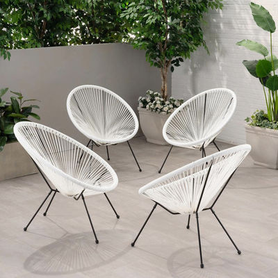 Cuadro metálico de plástico de ratan de vidrio silla Acapulco para balcón al aire libre patio césped ocio