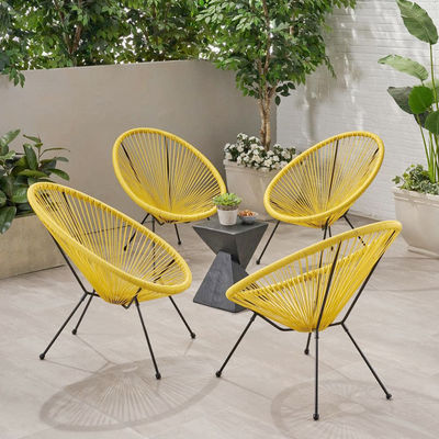 Cuadro metálico de plástico de ratan de vidrio silla Acapulco para balcón al aire libre patio césped ocio