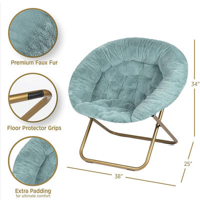 Camas de acero de acampada silla lunar plegable para adultos y niños silla de platillo de habitación de piel falsa
