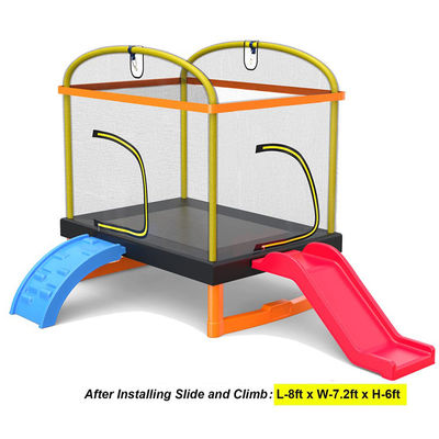 Fitness para niños Unisex Trampolín exterior interior con escalera de escalada y tobogán
