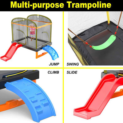 Fitness para niños Unisex Trampolín exterior interior con escalera de escalada y tobogán