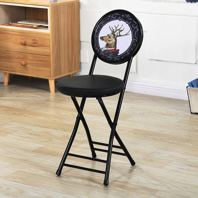 Muebles para exteriores Portable Cuadro de metal plegable de cuero Silla redonda con cojín
