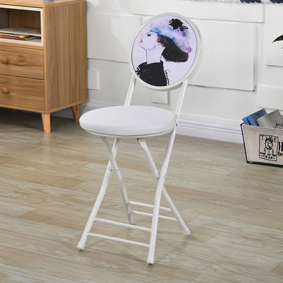 Muebles para exteriores Portable Cuadro de metal plegable de cuero Silla redonda con cojín
