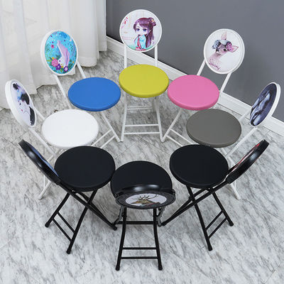 Muebles para exteriores Portable Cuadro de metal plegable de cuero Silla redonda con cojín