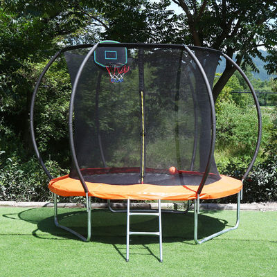 Jardín al aire libre Niños Niños Acondicionamiento físico Salto de la cama Trampolín redondo con baloncesto Goal Red de seguridad