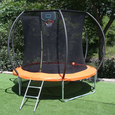 Jardín al aire libre Niños Niños Acondicionamiento físico Salto de la cama Trampolín redondo con baloncesto Goal Red de seguridad