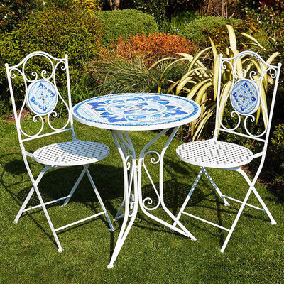 Conjunto europeo de restaurante al aire libre para balcón pequeña mesa de tres piezas y silla jardín