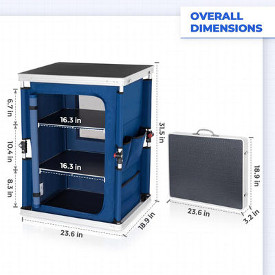 Muebles de exterior general de acampada mesa de cocina plegable con gabinete organizador de almacenamiento
