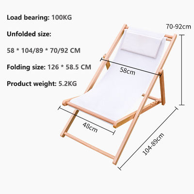 Silla de salón plegable de madera sólida para jardín al aire libre, playa y camping
