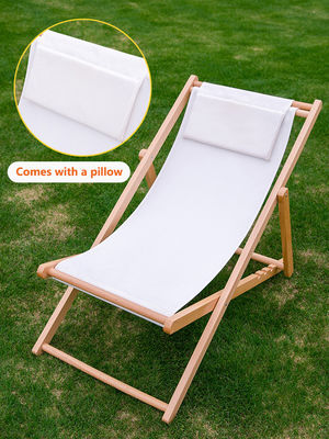 Silla de salón plegable de madera sólida para jardín al aire libre, playa y camping