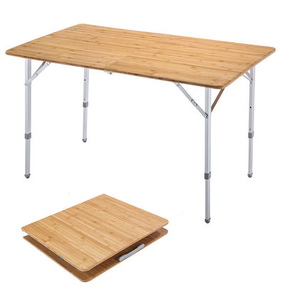 Mesa de mesa de 120*70cm Patio Jardín Bambú Aluminio Plegable Mesa para picnic Camping Comida