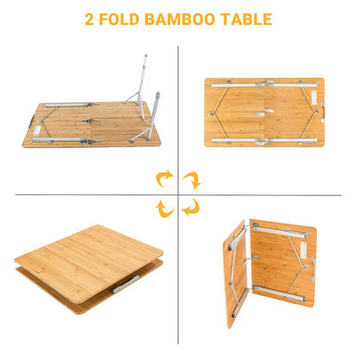 Mesa de mesa de 120*70cm Patio Jardín Bambú Aluminio Plegable Mesa para picnic Camping Comida