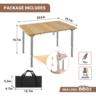 Mesa plegable ajustable de altura ligera para camping y picnic