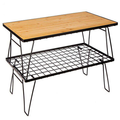 Mesa plegable exterior ligera portátil de aluminio metálico de bambú para senderismo y campamento