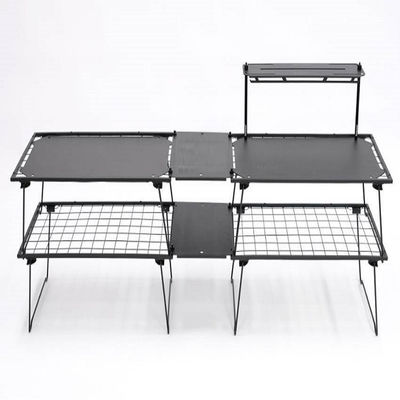 Mesa plegable exterior ligera portátil de aluminio metálico de bambú para senderismo y campamento