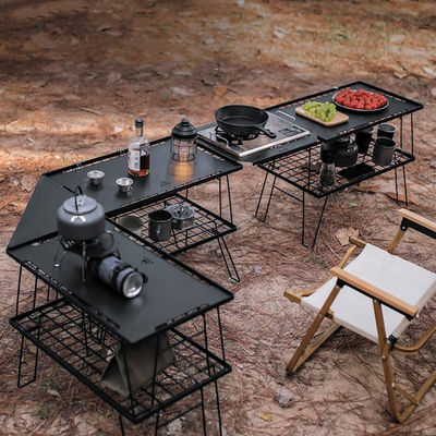 Mesa plegable exterior ligera portátil de aluminio metálico de bambú para senderismo y campamento