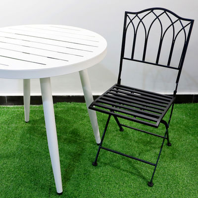 Exterior Bistro Jardín Café espalda alta silla plegable de hierro forjado blanco para el evento de la boda