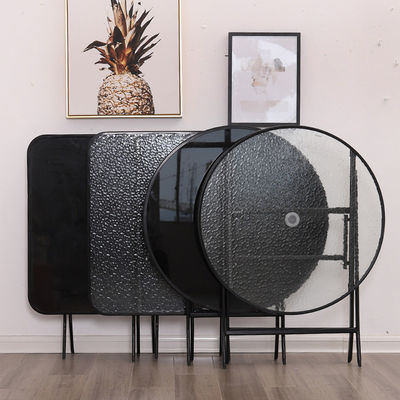 Vidrio templado metálico plegable Mesa de comedor de café para camping al aire libre Balcón patio de jardín