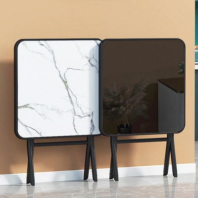Mesa exterior de vidrio templado de metal cuadrado redondo plegable plegable mesa de comedor de café
