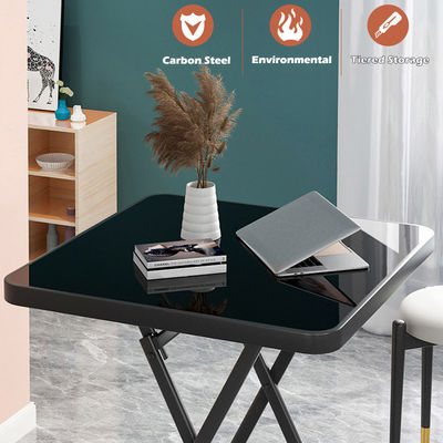 Mesa exterior de vidrio templado de metal cuadrado redondo plegable plegable mesa de comedor de café