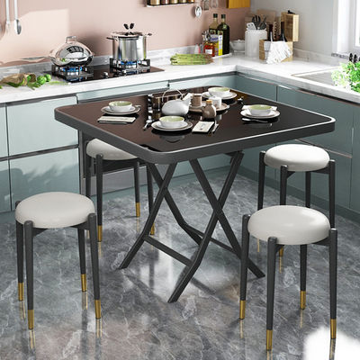Mesa exterior de vidrio templado de metal cuadrado redondo plegable plegable mesa de comedor de café