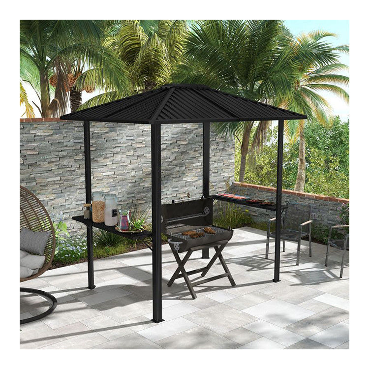 Grilling al aire libre 6x8 Hardtop BBQ Gazebo con 2 estanterías laterales 102 libras H92.5 x W96.5 x D70.9