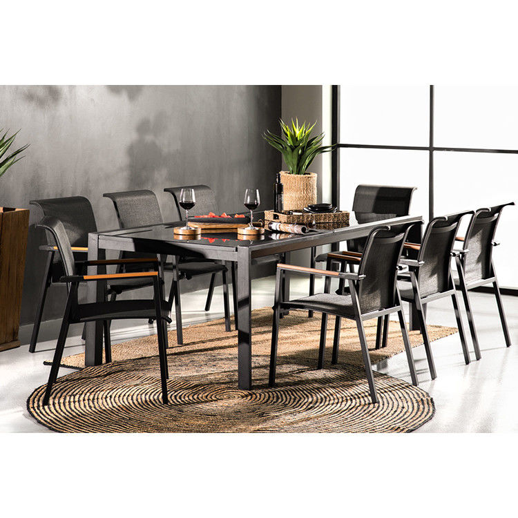 Mesa de comedor extensible de 8 asientos con sillón en diseño moderno de lujo
