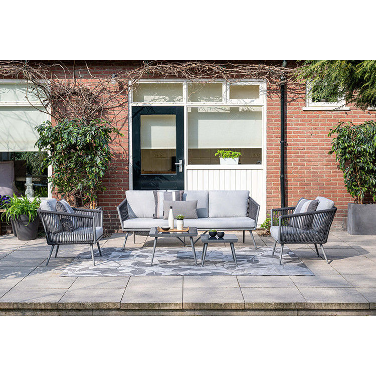 Muebles de jardín de marco de aluminio Conjunto de salón con mesa de café Tamaño L60 x D60 x H39cm