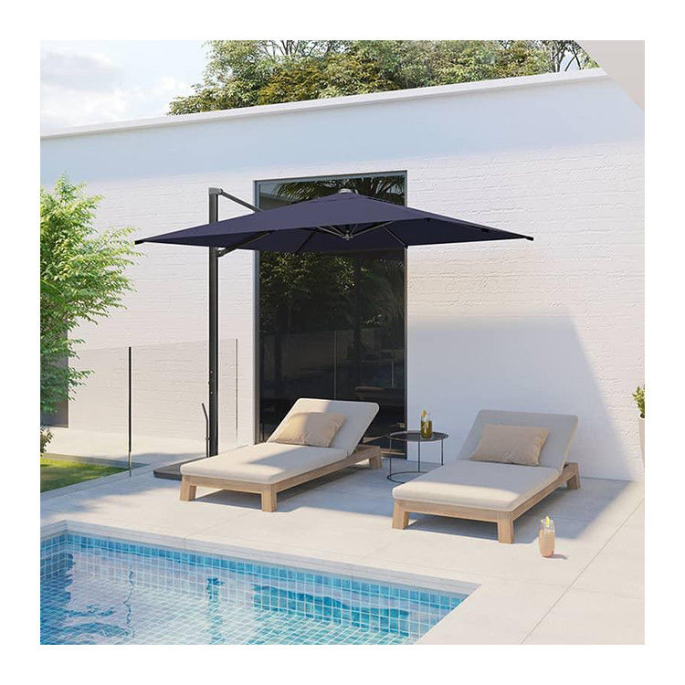 AJUNION 10 pies de aluminio lujoso sombrilla de patio auto inclinación Parasol a prueba de agua para exteriores
