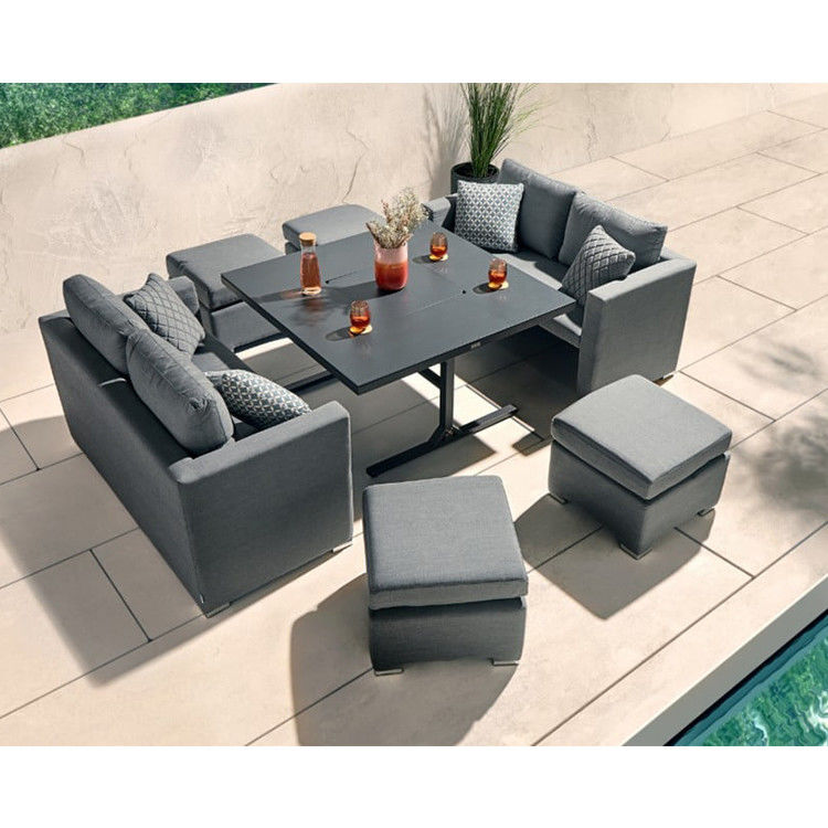 Muebles de jardín de diseño moderno Sofá conjunto con chimenea Mesa de mesa Tamaño W126 x D126 x H71cm