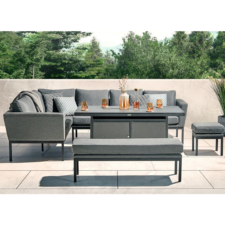 Embalaje de correos Y AJUNIÓN Tejidos de lujo para exteriores Muebles de patio Set comedor con mesa de fuego