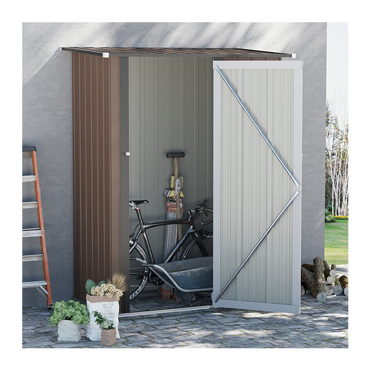 AJUNION 5x3FT Galvanizado de acero cobertizo exterior para herramientas sostenibles y almacenamiento de bicicletas
