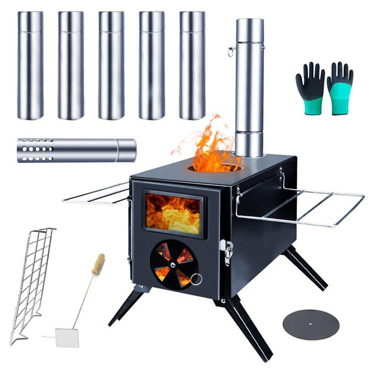 Fuegos de madera negra plegables portátiles perfectos para acampar y hacer picnic al aire libre
