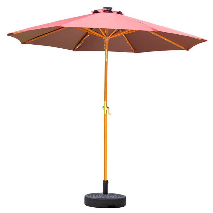 Madera maciza Parasol redondo Paraguas para camping al aire libre Muebles de jardín de patio
