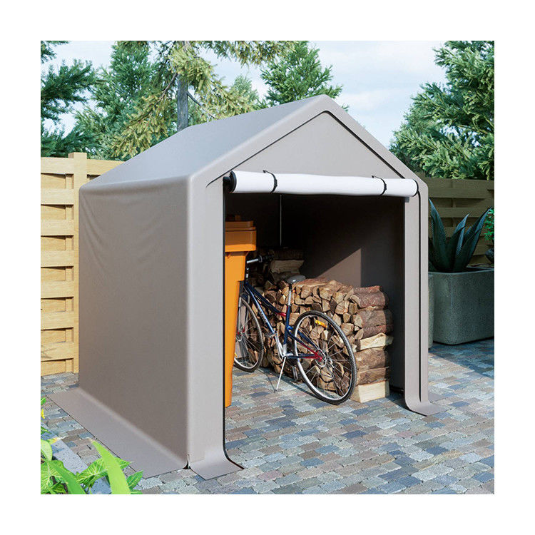 Cubierta de techo de tela PE AJUNION 6.2x5.6ft tienda de almacenamiento al aire libre metal jardín cobertizo de bicicletas para herramientas leña