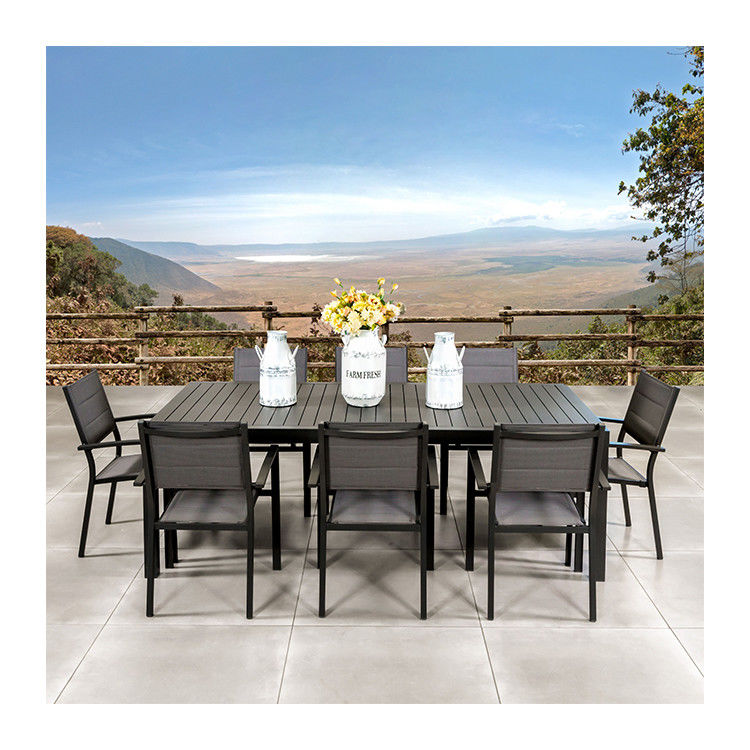 Muebles para restaurantes al aire libre Conjunto de comedor de metal con 8 asientos Mesa expandible de AJUNION