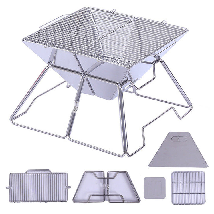 Grill plegable portátil para acampar barbacoa con carbón para excursiones al aire libre picnic y barbacoa
