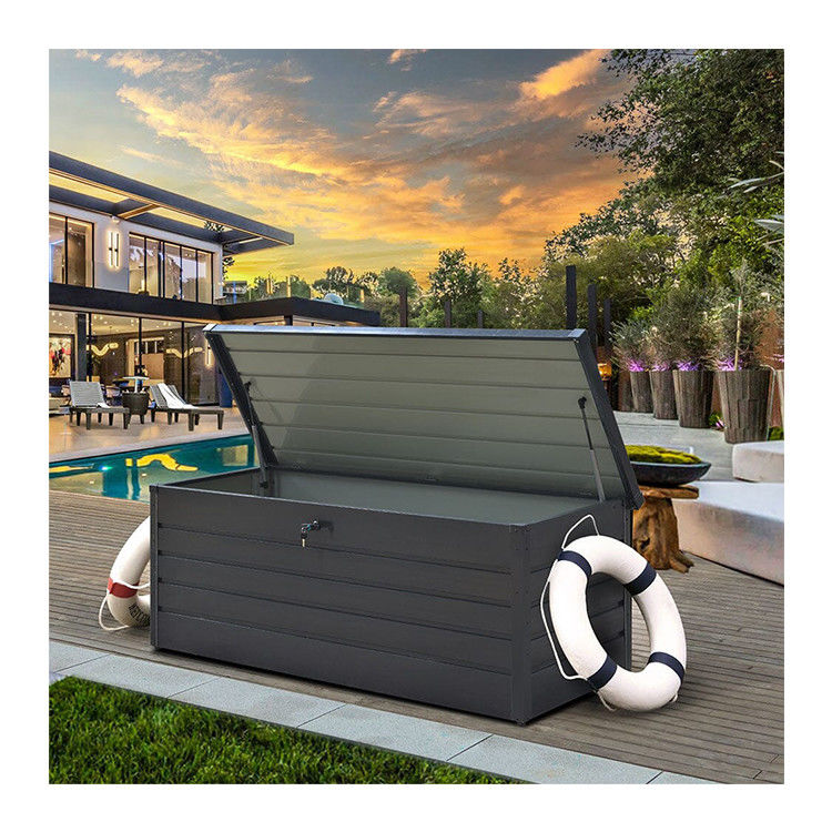 El diseño moderno AJUNION 600L Metal impermeable caja de almacenamiento de jardín al aire libre para la piscina