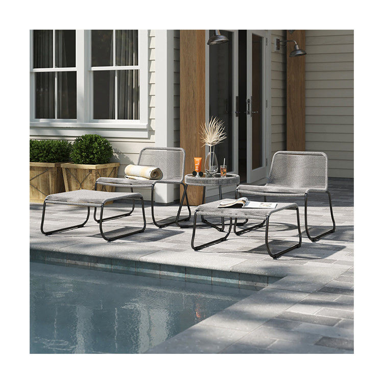 Conjunto de jardín de diseño minimalista con 2 asientos Muebles al aire libre Salón para jardín junto a la piscina