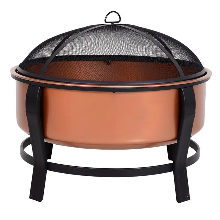 Logotipo personalizado Modern Outdoor Portátil de color cobre de metal redondo chimenea de leña