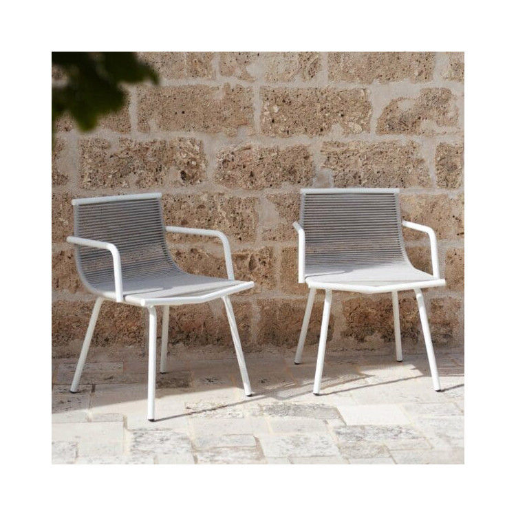 Conjunto de jardín minimalista de metal AJUNION silla de comedor de aluminio tejido de cuerda muebles de exterior
