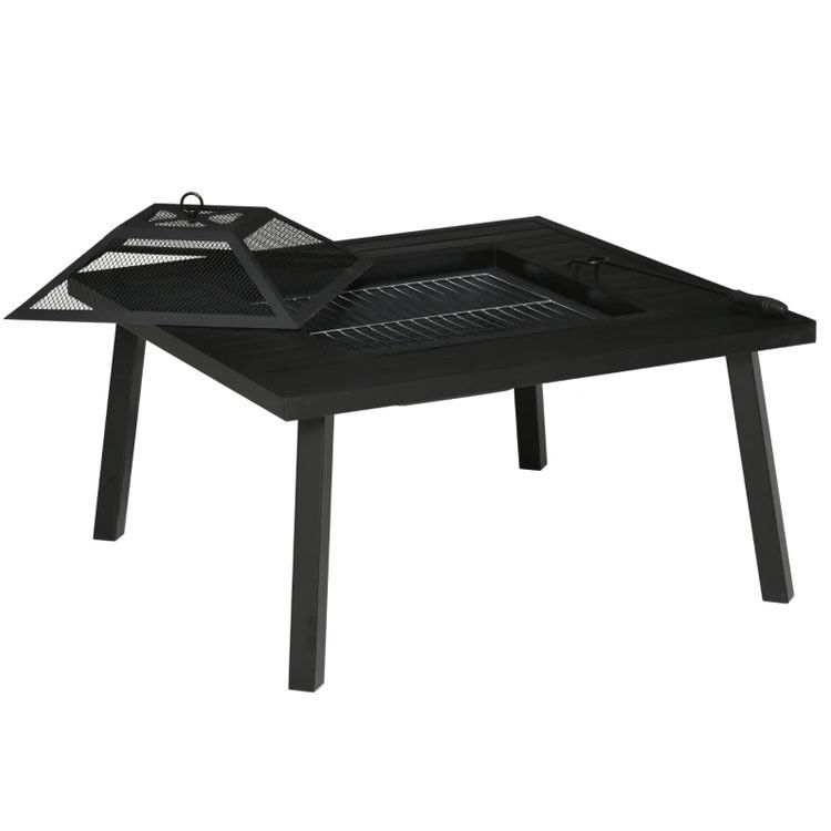 Relajarse en estilo cuadrado cerámica de madera que quema la mesa de fuego pozo para el patio trasero jardín de acampada