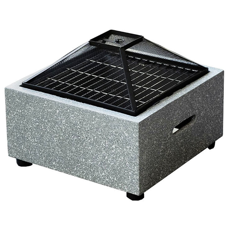 3 en 1 Cuadrado chimenea de leña carbón de horno de barbacoa mesa de parrilla Combo para productos al aire libre
