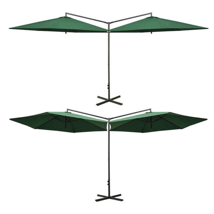 Tejido de metal Restaurante al aire libre Hotel Patio Cafetería Jardín Impermeable Colgante Plátano Doble Parasole Paraguas