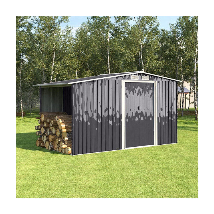 Fácil de montar AJUNION cobertizo de jardín de metal para almacenamiento al aire libre y soluciones de leña