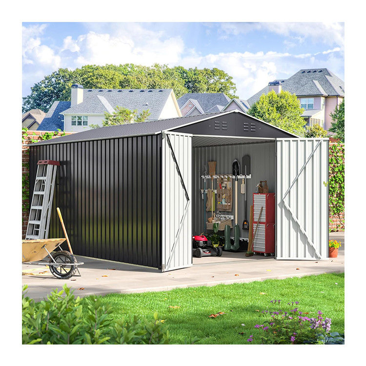 Casita de jardín de metal de 8 x 12 pies con 4 respiraderos y diseño duradero de AJUNION