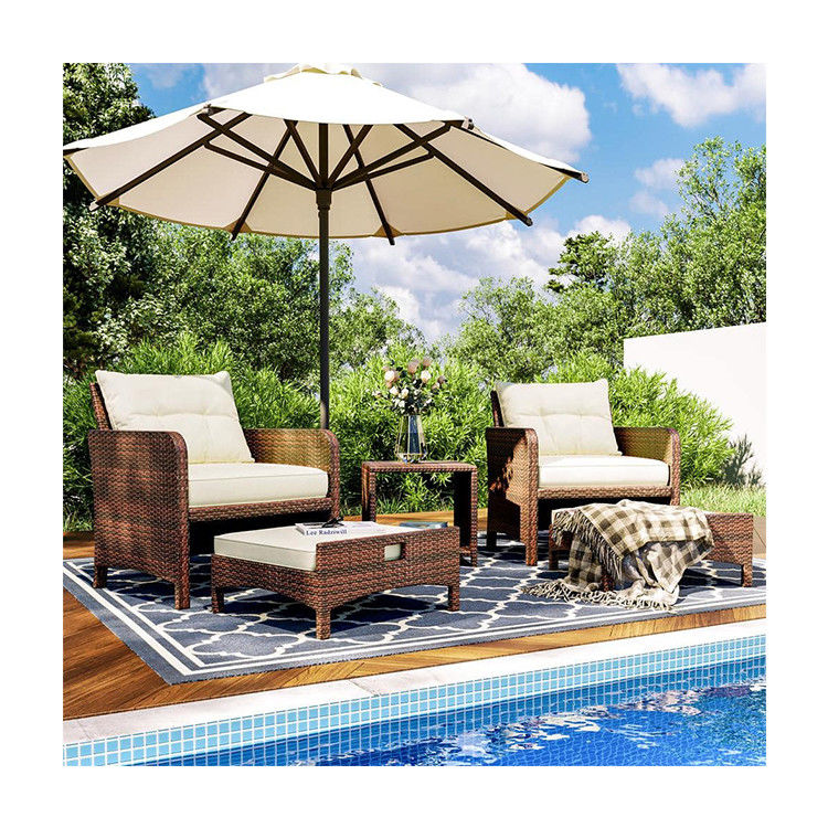 27.95 x 26.38 x 29.53 pulgadas. AJUNION 5-piece sillas de patio al aire libre de ratán con otomanos