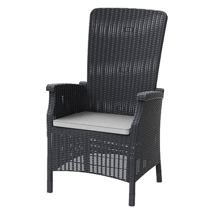 Silla de jardín para muebles de exterior de plástico de espalda alta Silla de brazo para comedor en el patio