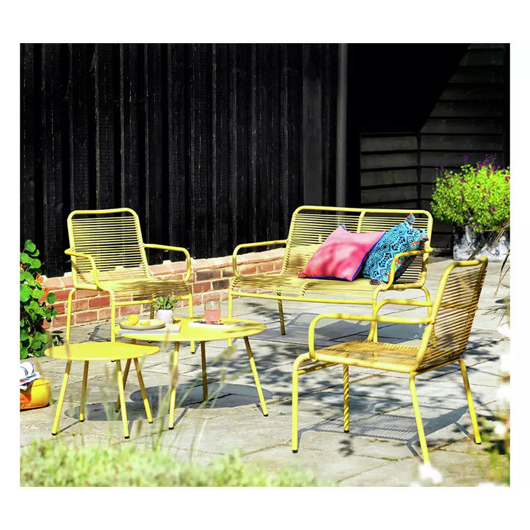 Villa AJUNION 4 asientos Muebles de jardín de metal Balcón Patio Conjunto Bistro Conjunto de acero Conjunto de jardín