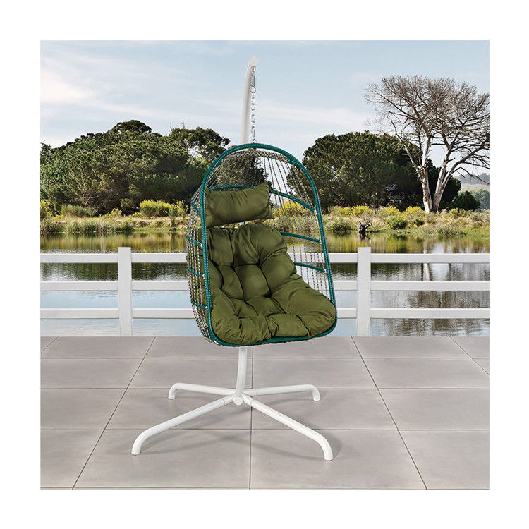 Muebles de exterior Patio Swing Silla colgante de huevo con marco de acero y diseño de tejido de cuerda